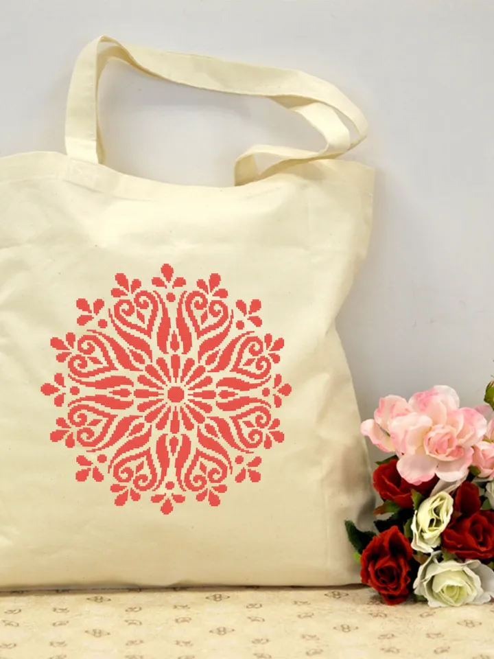Flower mandala cross stitch pattern download PDF Mandala pattern digital, Monochrome cross stitch chart, Mandala ornament embroidery #M120
