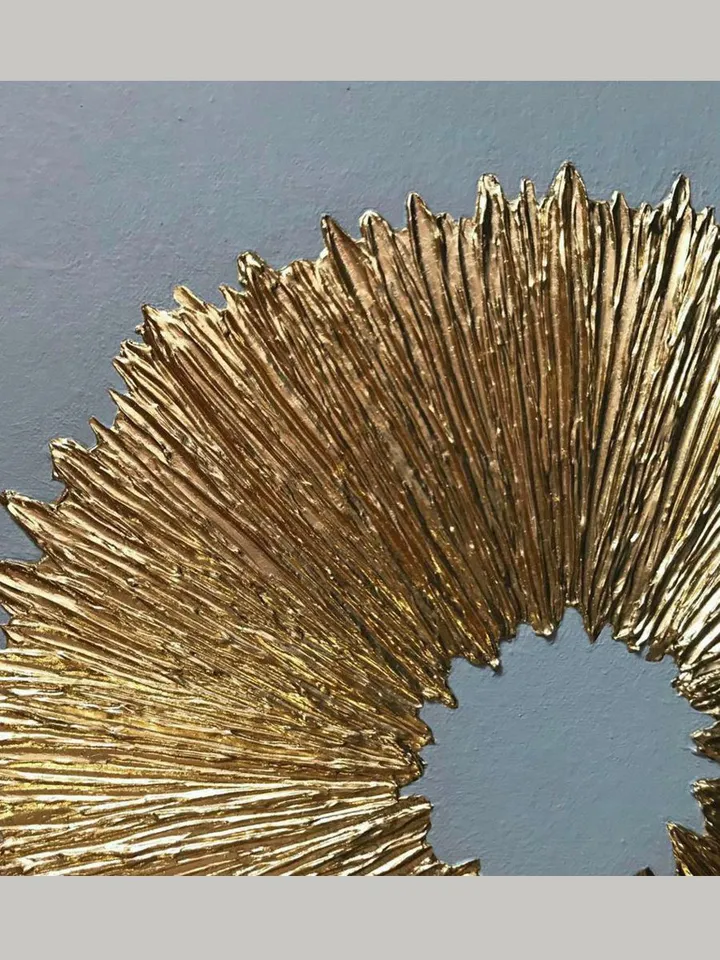 Gold and Gray Abstract Wall Art Textured Original Painting Gold Sun Wall Art | Modern artwork Above couch decor
