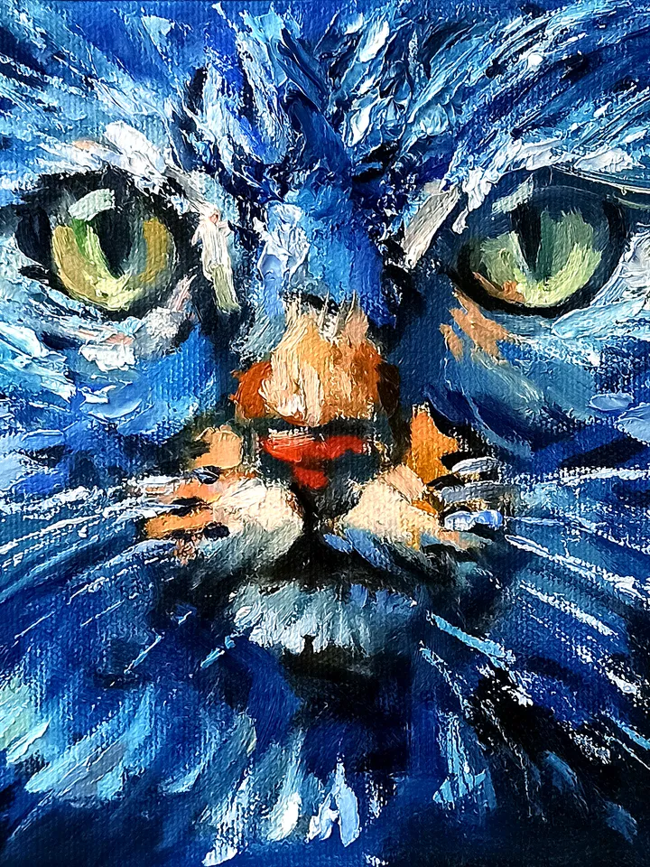 Snowstorm Cat Original Oil Painting