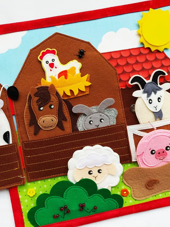 Farm Quiet Book Pattern, Felt book template, Felt farm animals pattern, Felt finger puppet pattern, Felt pattern PDF for toddler