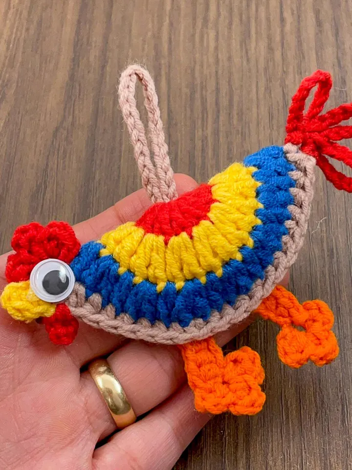 Colorful Crochet Chicken Keychain Pattern PDF - Amigurumi Farm Animal DIY Tutorial - Handmade Ornament Crochet Pattern for Beginners