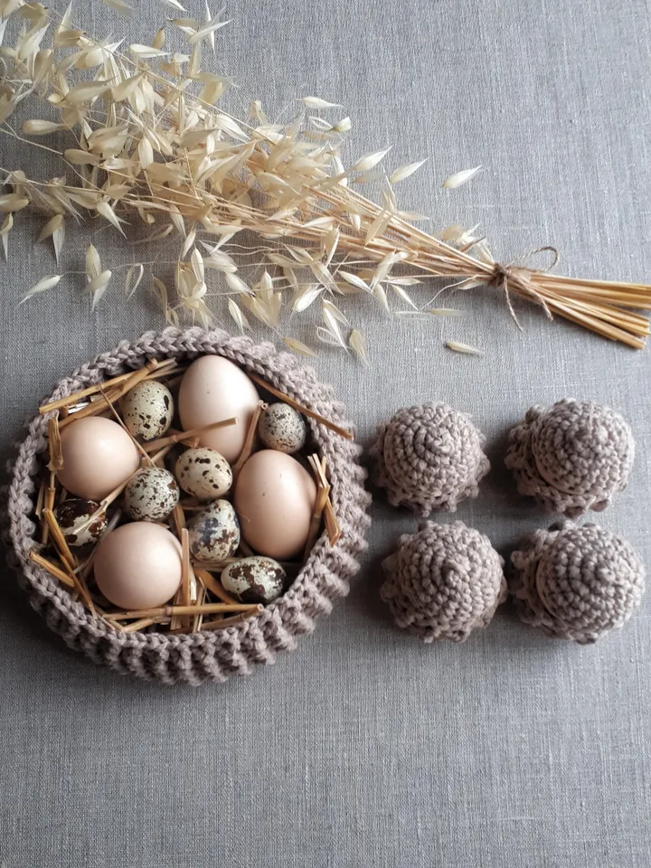 CROCHET PATTERN Crochet basket pattern Easter DIY crochet basket Round kitchen basket Crochet kitchen set pattern Easter egg crochet pattern
