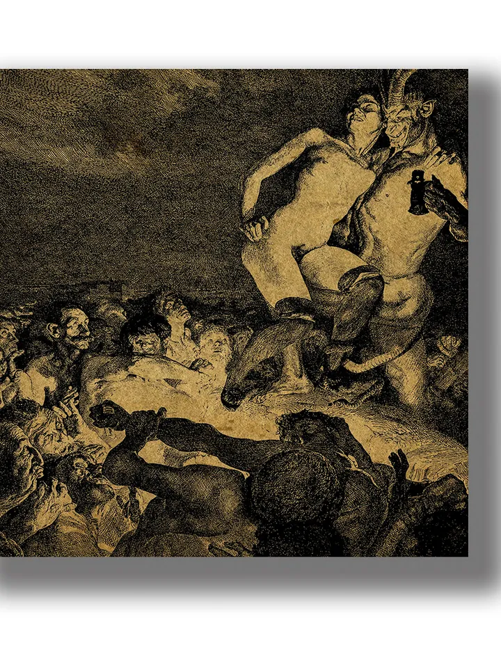 Devil showing woman to the people.