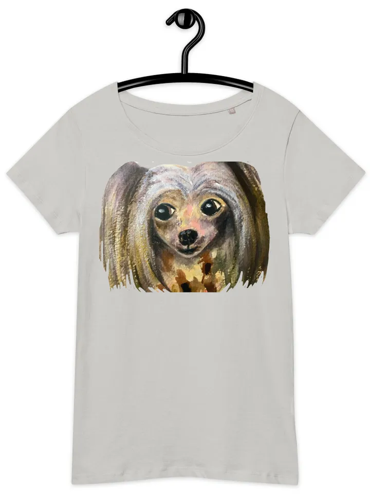 Chinese crested dog Women’s basic organic t-shirt made with my original watercolor painting,unique wearable gift for animals ,dogs lovers.