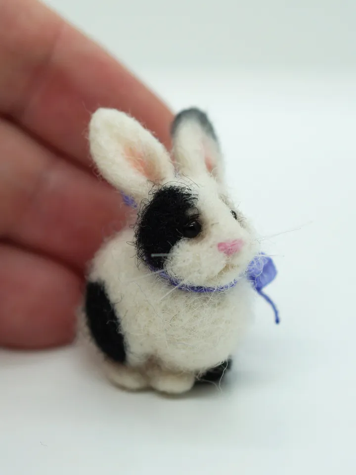 Basil the rabbit, miniature needle felted bunny, gift for her, tiny rabbit, made to order
