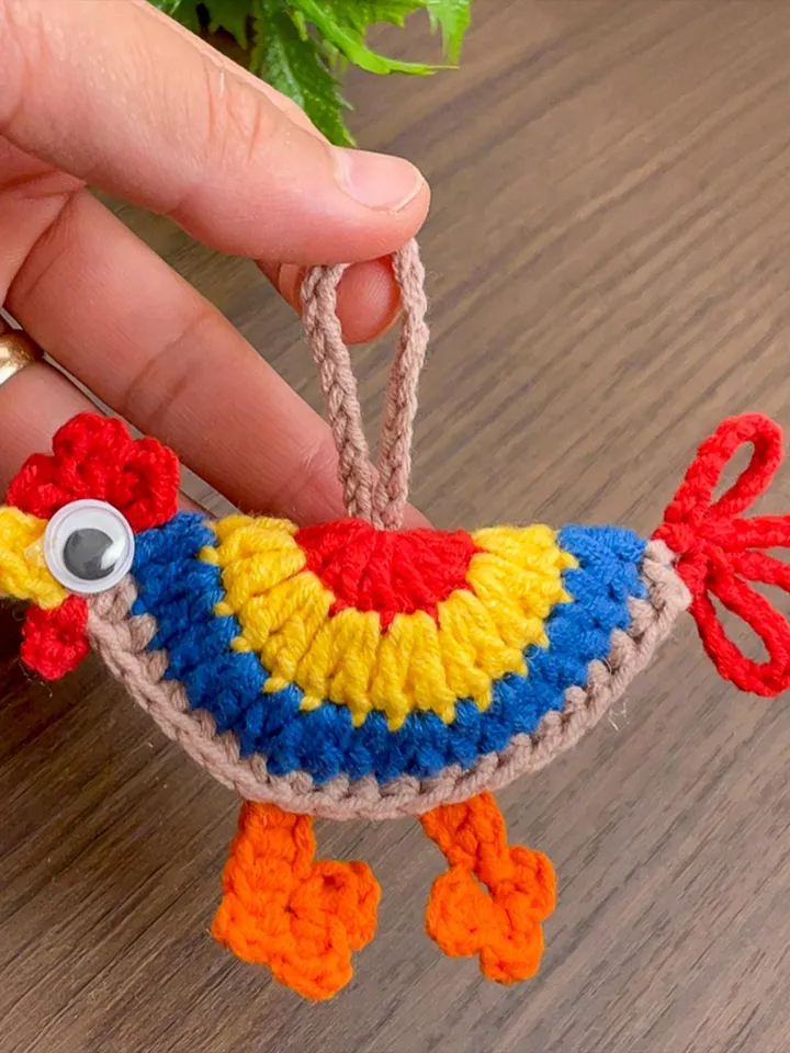 Colorful Crochet Chicken Keychain Pattern PDF - Amigurumi Farm Animal DIY Tutorial - Handmade Ornament Crochet Pattern for Beginners