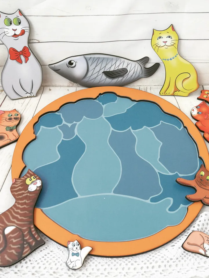 Wooden Puzzle - Cats, Toddler Toys Age 3 4 5 6 year, Wood Montessori animals