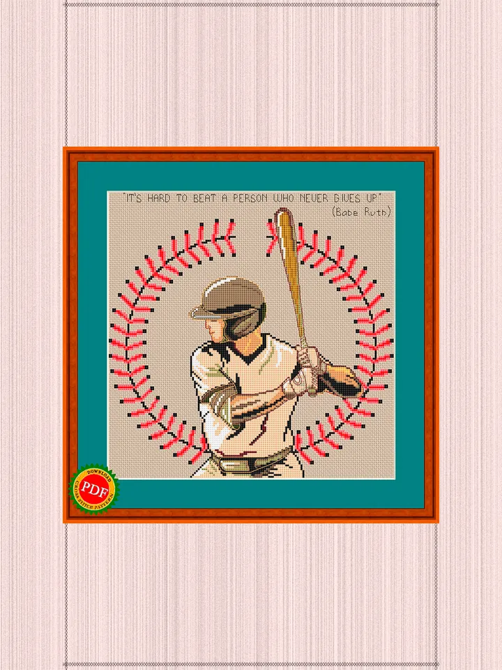 Baseball Cross Stitch Pattern | Baseball Player