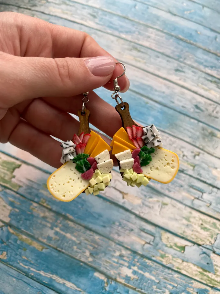 Miniature Earring Charcuterie Board with Polymer Clay