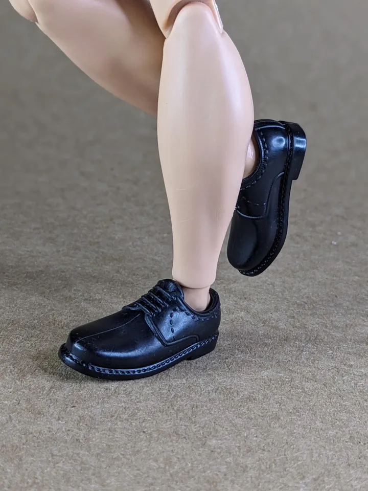 Classic black shoes  for wide feet 1/6 scale male dolls