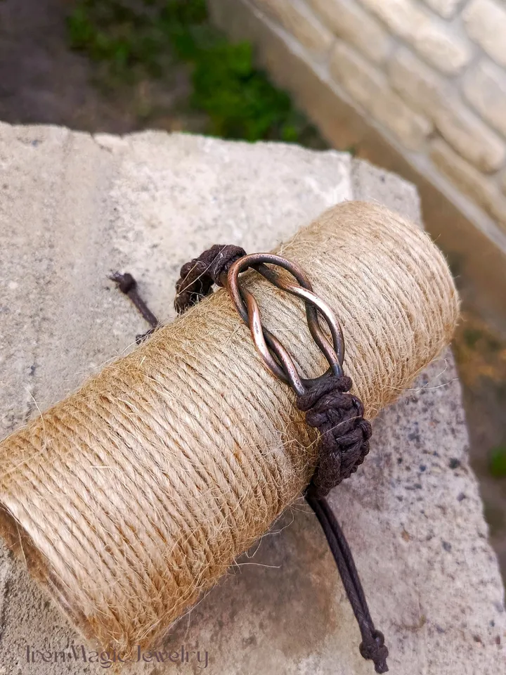 Nautical Cord Bracelet with Copper Knot for Men