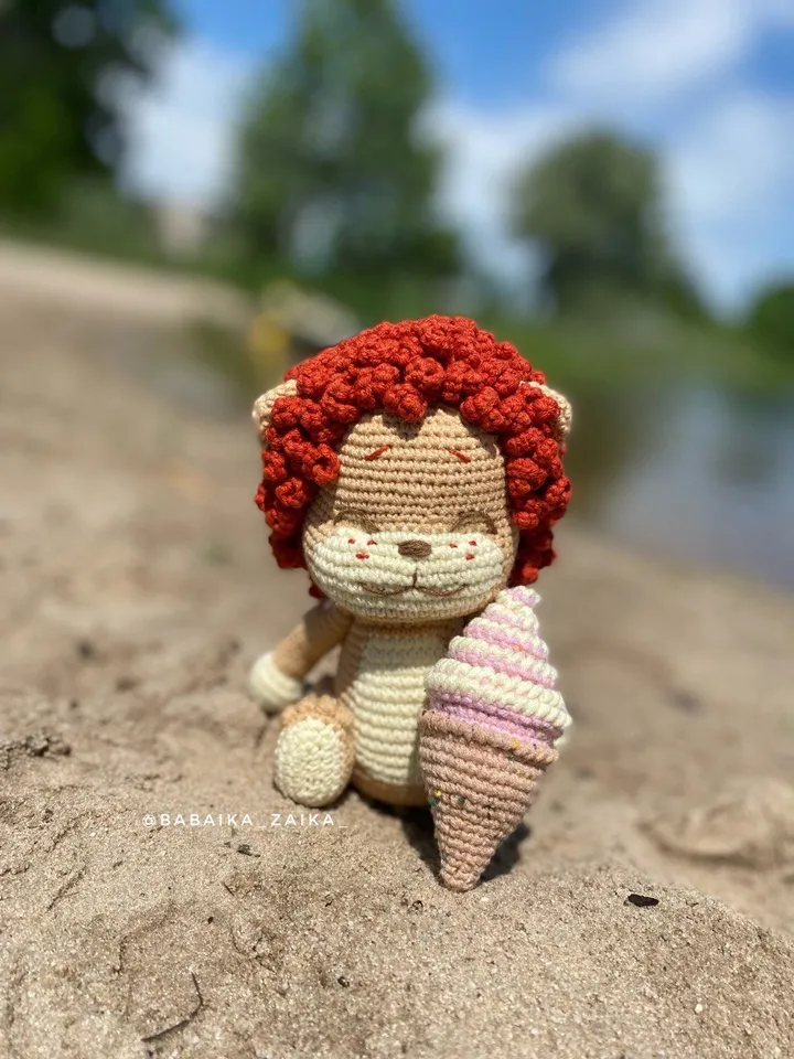 PDF Crochet Pattern Baby Lion and Ice Cream Amigurumi lion pattern Crochet ice cream Cute lion pattern Amigurumi animal Crochet animal