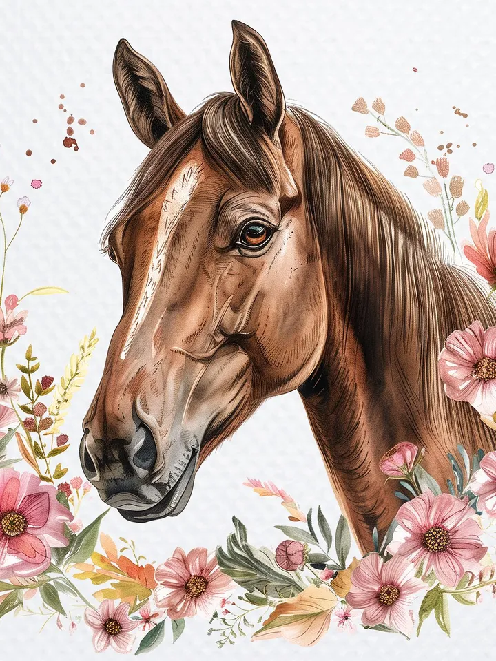 10 Floral Horses PNG bundle, Printable Watercolor Floral Horses Clipart for sublimation, Digital download, junk journals, stickers clip art