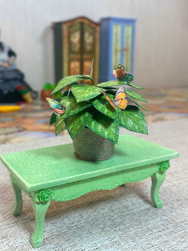 Flowers in a pot. 1:12. TUTORIAL. Dollhouse miniature.Flowers for a doll.