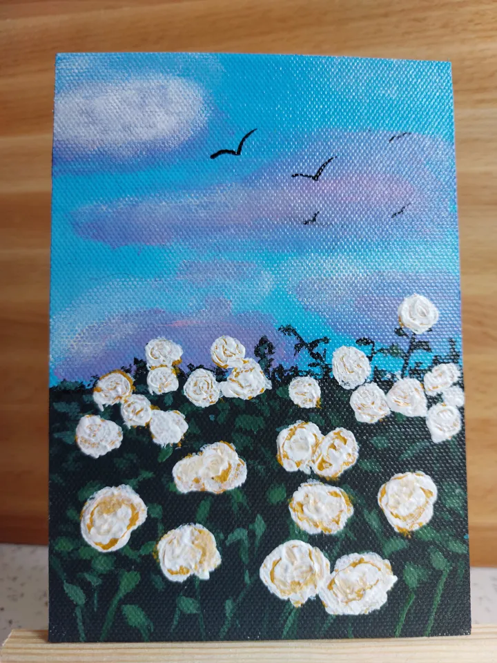 Mini painting of Wildflowers, Original design, Painting on a panel