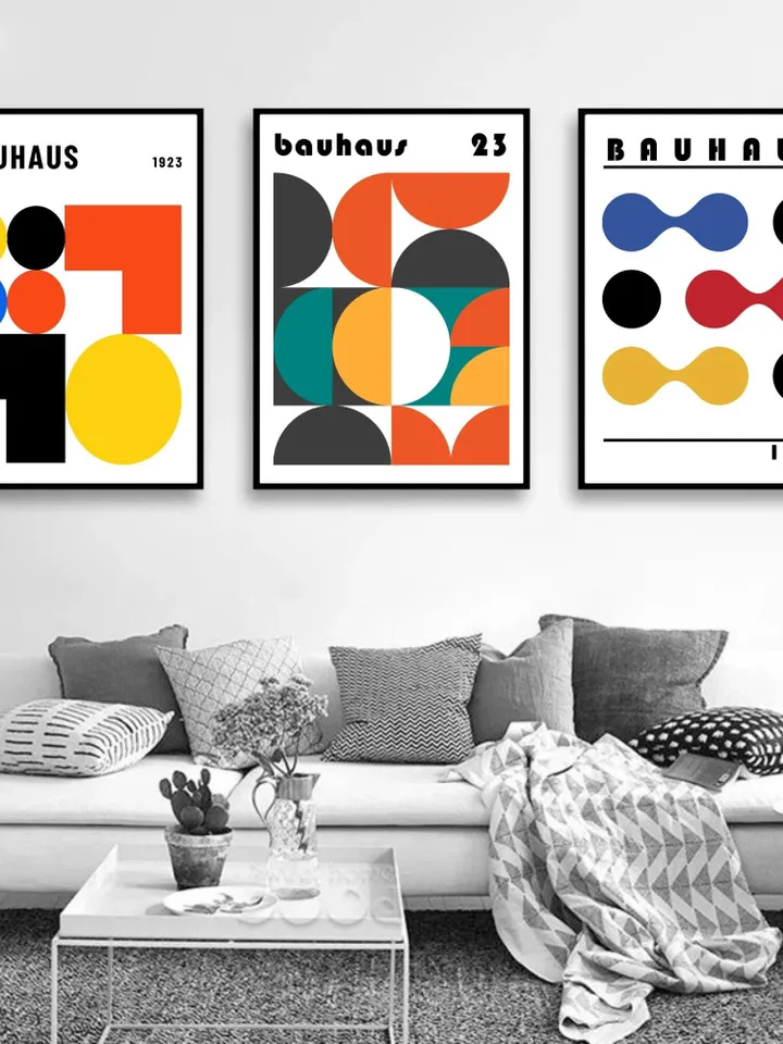 Bauhaus Poster Set of 12, green bauhaus poster, pink bauhaus poster, bauhaus print art, black bauhaus poster, Bauhaus Exhibition, digital