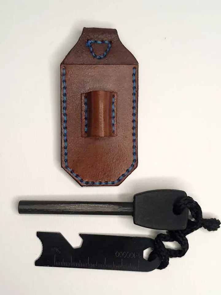 Ferro Rod Leather Pouch Pattern | Digital Download - Fire Starter Holder PDF Template | DIY Bushcraft Leathercraft Design, easy and simple