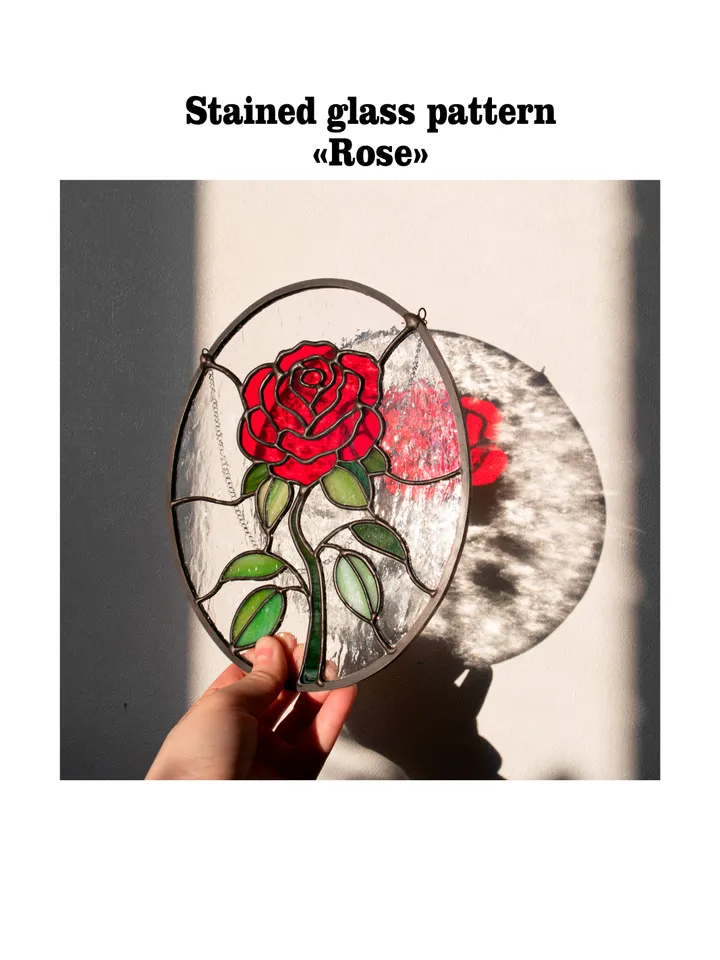 Digital stained glass "Rose" pattern