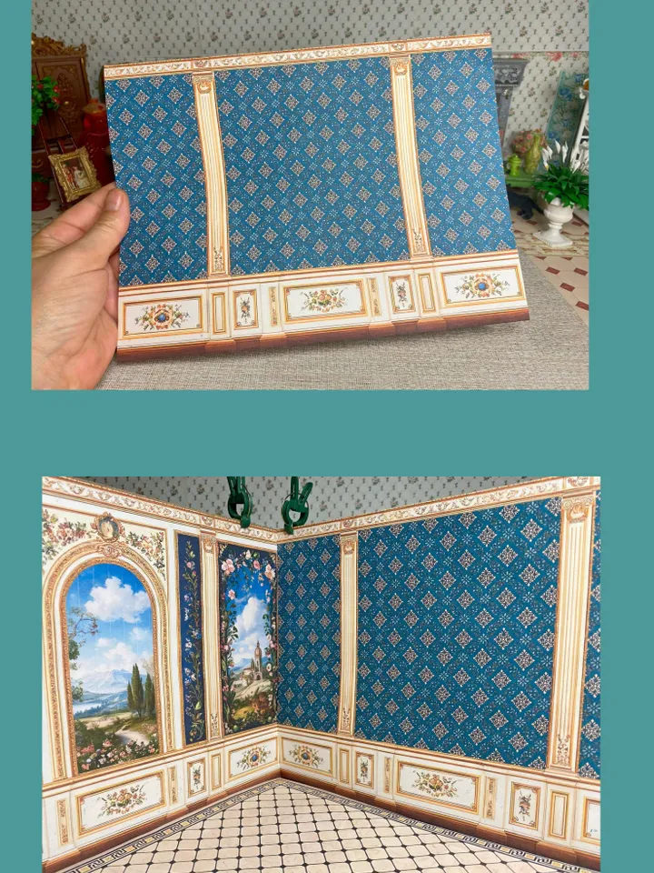 Wallpaper for a dollhouse. 1:12. Author's design. Digital printing.