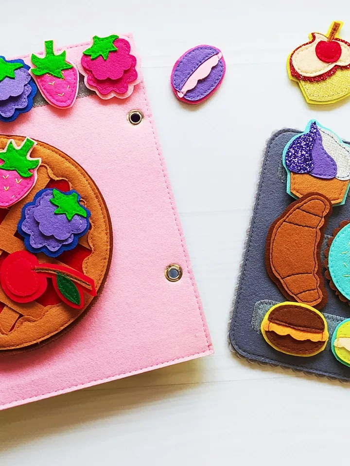 Kitchen Quiet book Pattern , Cooking Felt book pattern pdf, Soft sensory book template, Busy book sewing ideas for girl 2, 3, 4 year old