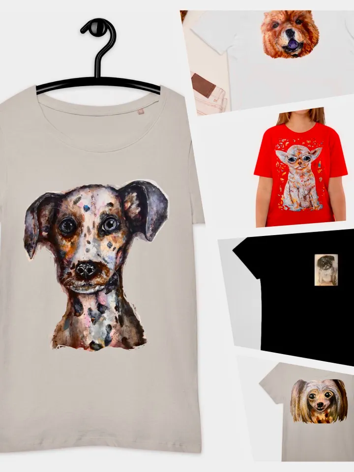 Dalmatian Women’s basic organic t-shirt made with my original watercolor painting,dog lovers wearable gifts,women soft cotton t shirts
