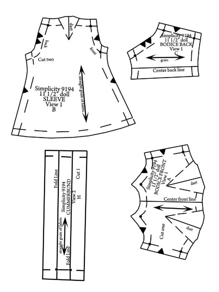 Copy Simplicity 9194 Vintage Barbie Sewing Pattern Wardrobe Clothes for Dolls 11-1/2" - 12-1/2" Digital Download PDF