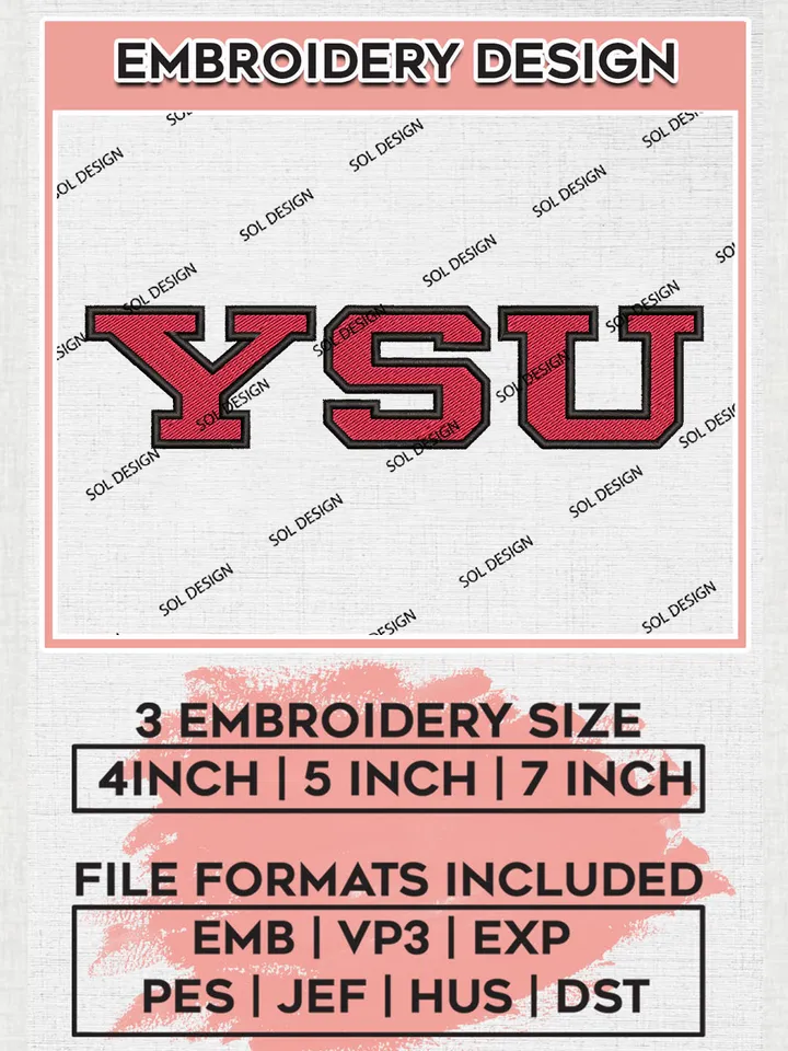 NCAA YSU Penguins Football Team Logo Embroidery Design Files, NCAA Youngstown State Penguins Machine Embroidery, NCAA Teams, Game Day, 3 sizes, NCAA Machine embroidery designs, Digital Download