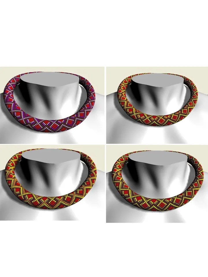 Bead Crochet rope patterns "Berry geometry" necklace and bracelet