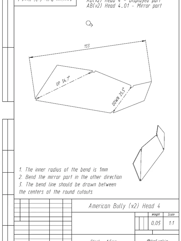 Welding Project Plans Drawings American Bully (v2) (DXF, PDF)