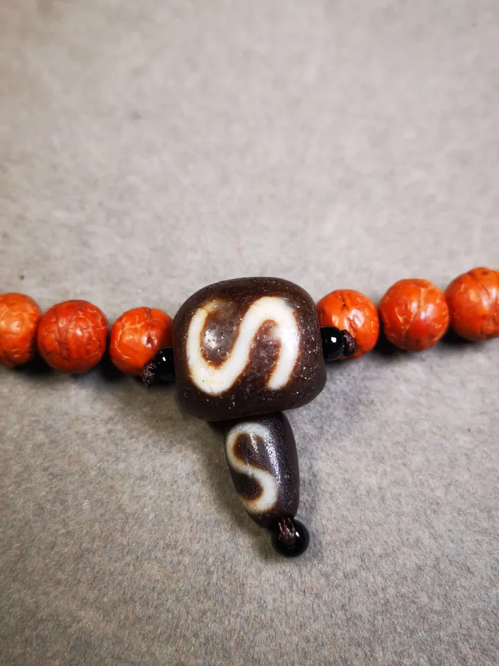 Gandhanra Old Wealth Buddha Dzi Guru Bead,T-drilled 3-Hole Mala Bead, Prayer Bead,Connector Bead for Buddhist Bead
