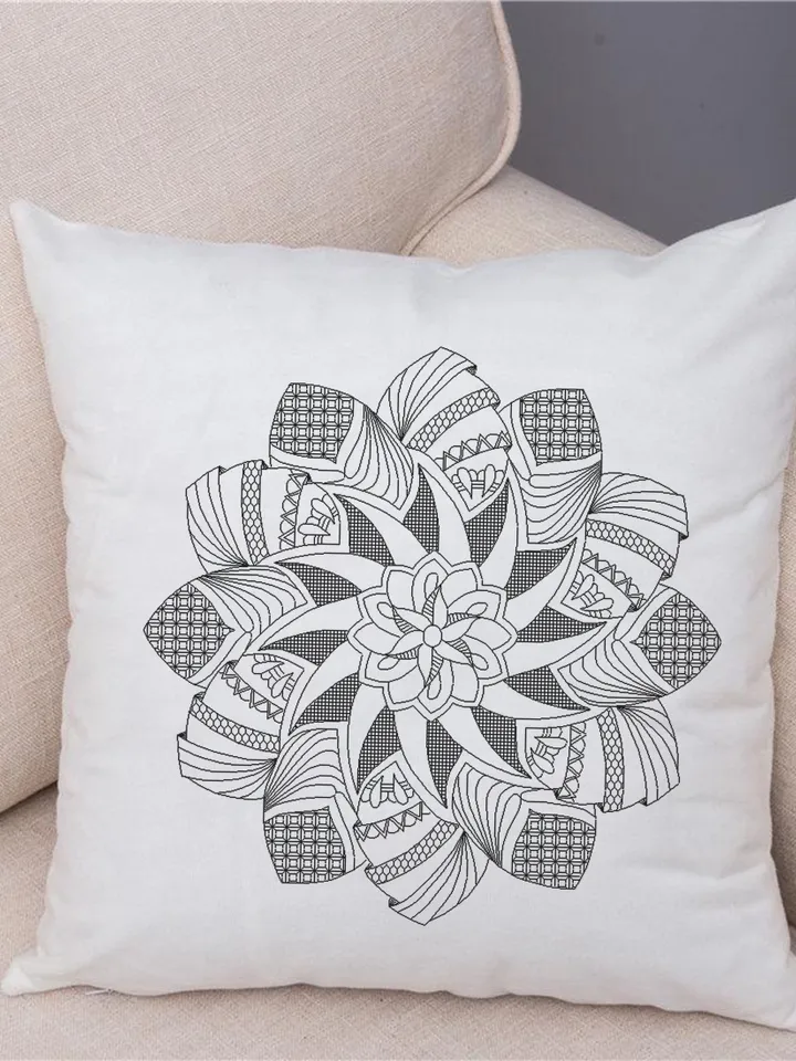 Geometric mandala blackwork pattern PDF Blackwork mandala embroidery download PDF, Mandala cross stitch, Backstitch chart, Home decor #W11