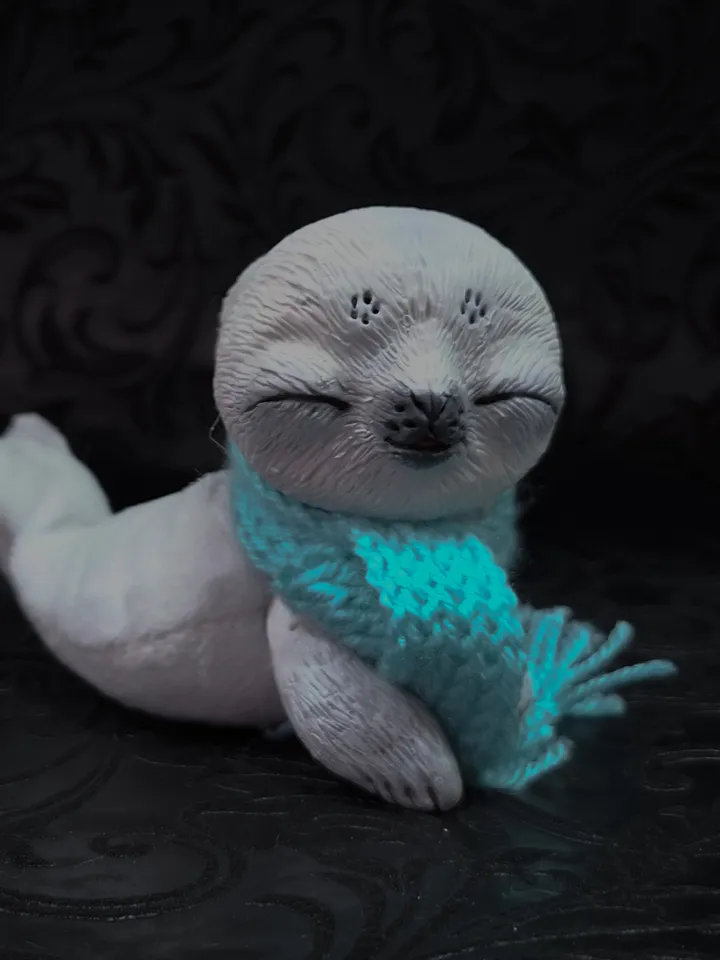 Baby seal half plush doll