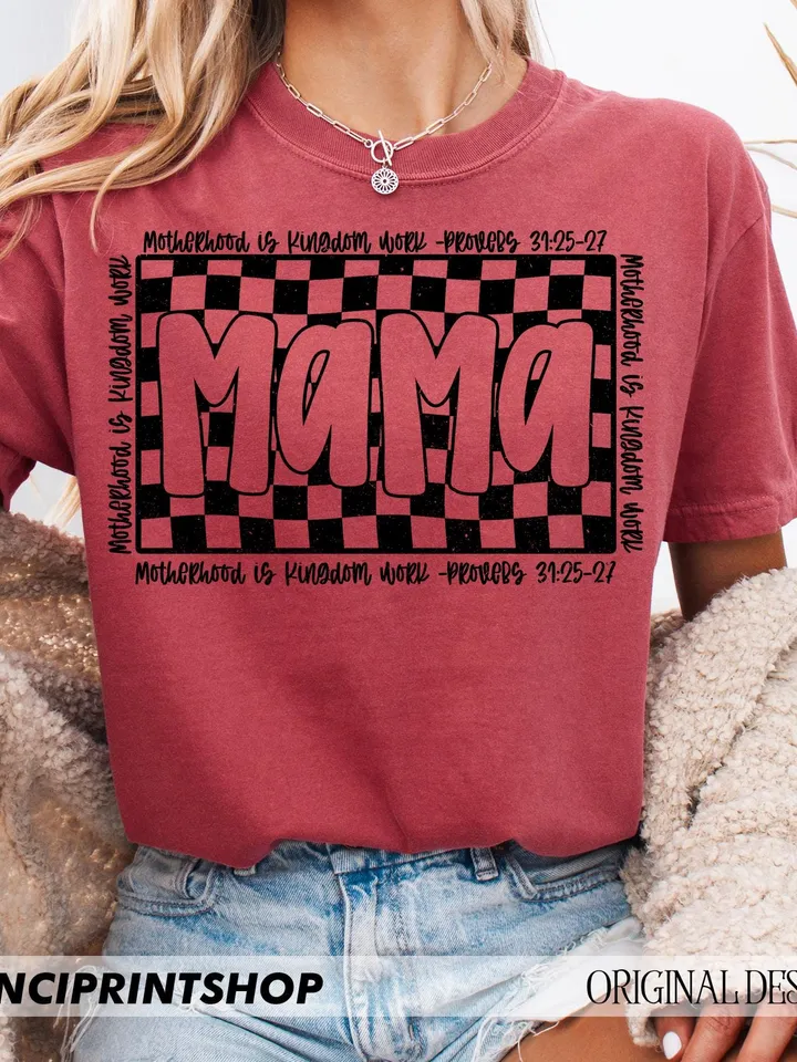 Christian Mom png, Retro Checkered Mama PNG, Motherhood is Kingdom Work png, Christian Mothers Day png, Mama Shirt Design, Christian png