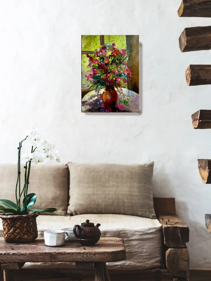 Wildflowers Painting, Original Oil painting on Canvas, Flower Wall Art 16"x12"