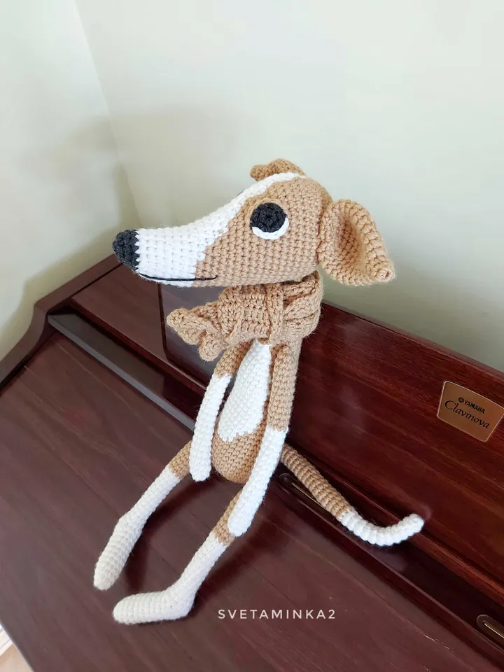 Greyhound Dog Crochet Pattern Amigurumi, Whippet, Italian Greyhound, Galgo, Sighthound, Lurcher. Digital Download. PDF.