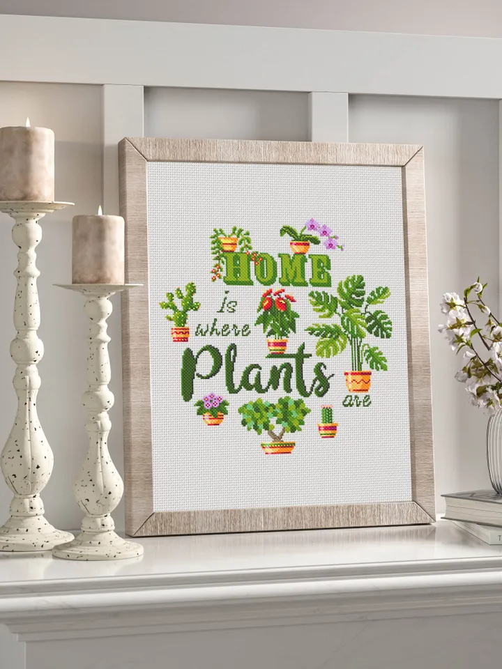 House Plants cross stitch pattern PDF Home is where plants, Plant lady, Funny quote cross stitch, Monstera leaves, Plant lover gift #P24