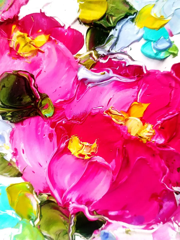 Peony Painting Floral Original Art Impasto Oil Painting Flower Small Art by ArtProkopaloSv