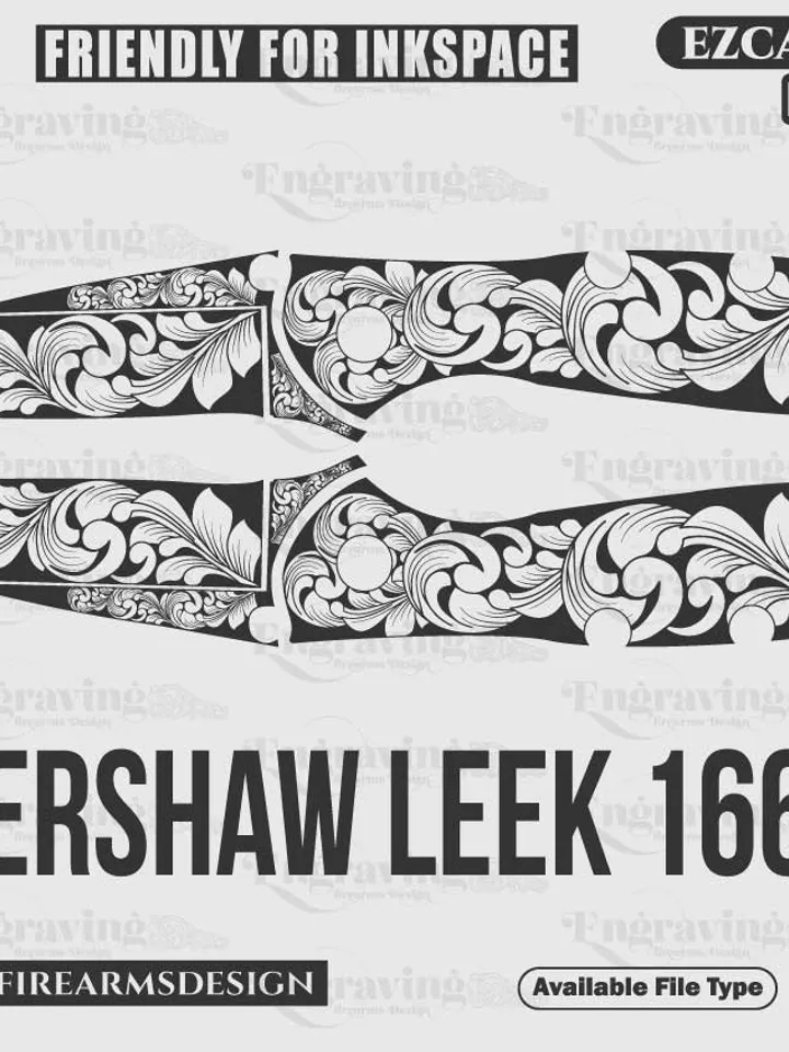 Kershaw Leek 1660 Scroll Design,svg,laserfile,lasercut,laserengraving,fiberlaser,engravingfiles,laserpattern,engravingdesign,knife