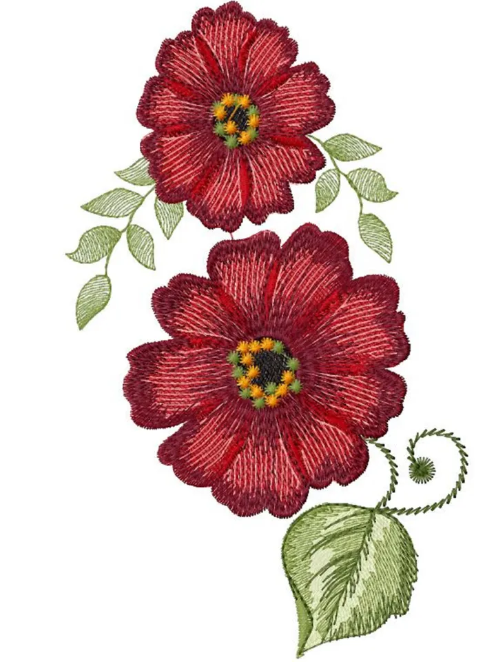 August red flowers 4 Designs Machine Embroidery Design