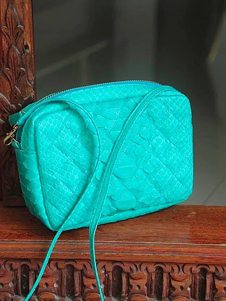 Smalll woman genuine python skin elegant grey snake print clutch | small every day purse| exotic leather bag | gift for her | snakeskin bag