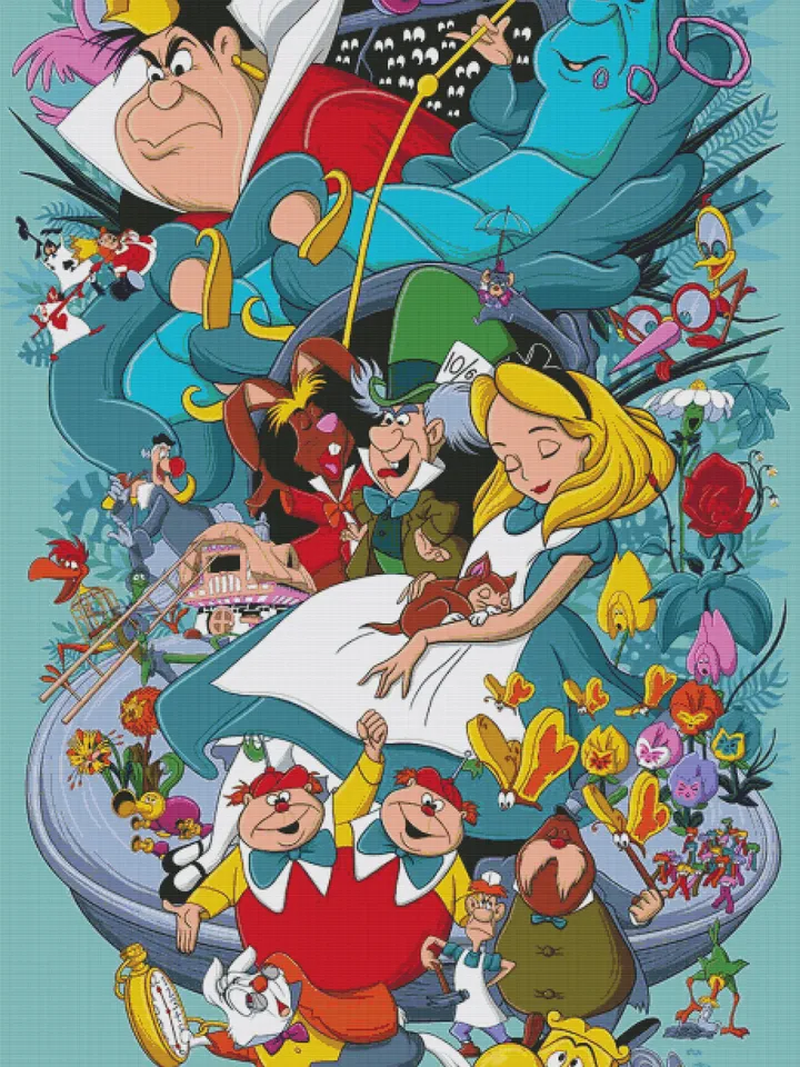 Alice In Wonderland Cross Stitch Pattern / Alice in Wonderland Cross Stitch Chart / Cheshire Cat Cross Stitch Chart
