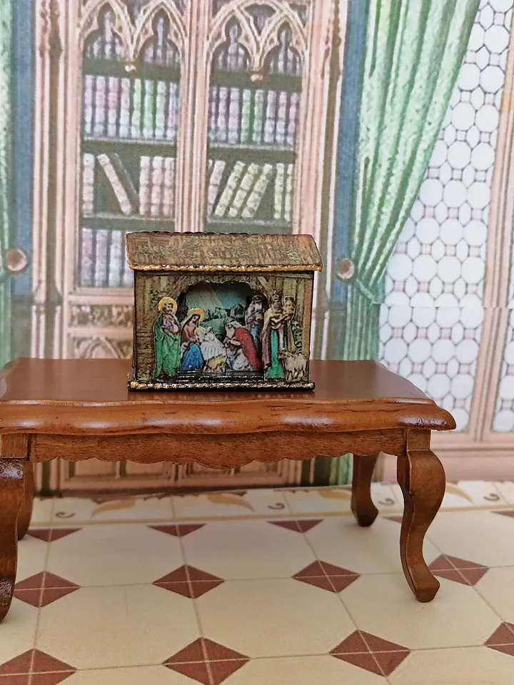 Nativity scene. Christmas miniature. Dollhouse miniature. 1:12.