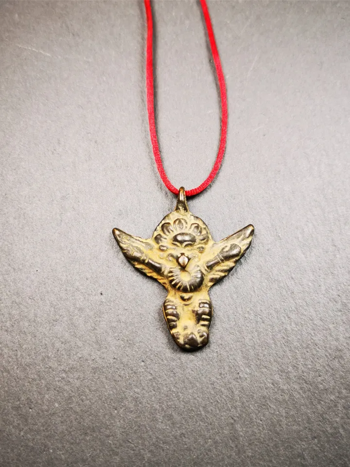 Gandhanra Antique Tibetan Buddhist Amulet Pendant,Garuda,Garula,Suparna,Golden-winged Bird,Made of Cold Iron,1.54"