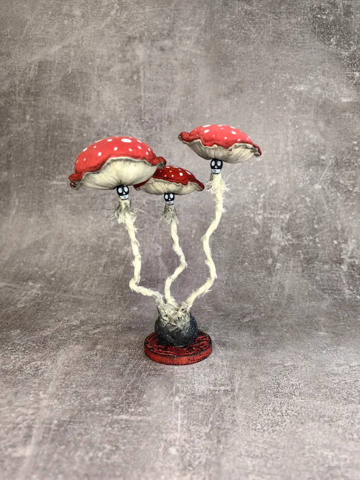 Red mushroom decor Witchy decor Amanita decor Scary Halloween decor Creepy decor Goth mushroom statue Creepy gift