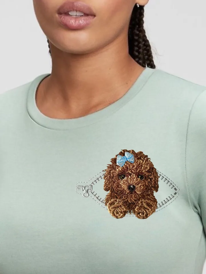 Poodle in a zipper pocket Miniature realistic machine embroidery design Pet design Dog realistic pattern Poodle embroidery pattern