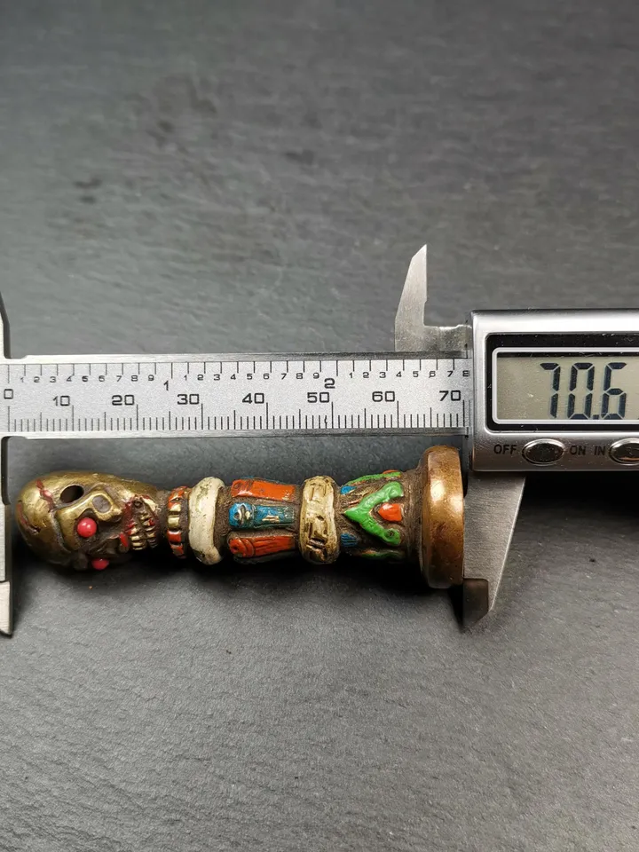 Gandhanra Tibetan Buddhism Seal Stamp Amulet - Unique Gecko Pattern Citipati Skull Design | Authentic Artisan Craft from Tibet