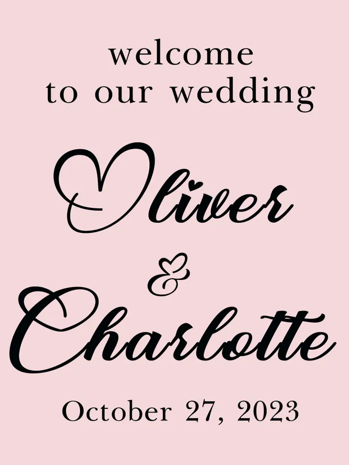 Wedding Welcome Customizable  Sign Names Mirror Acrylic Decal Bride Groom Reception Ceremony mir8