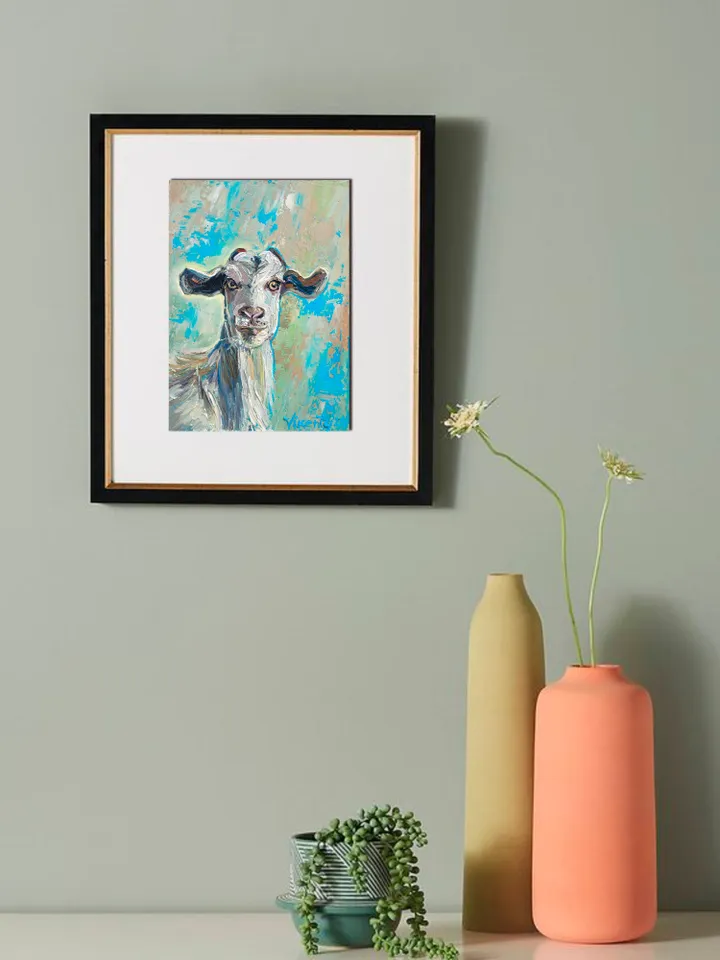Goat Painting Farm Animal Original Art Impasto Oil Painting 5x7 Goat Artwork Animal Portrait Nursery Wall Art Rustic Home Decor Fine Art by ArtFromVictoria