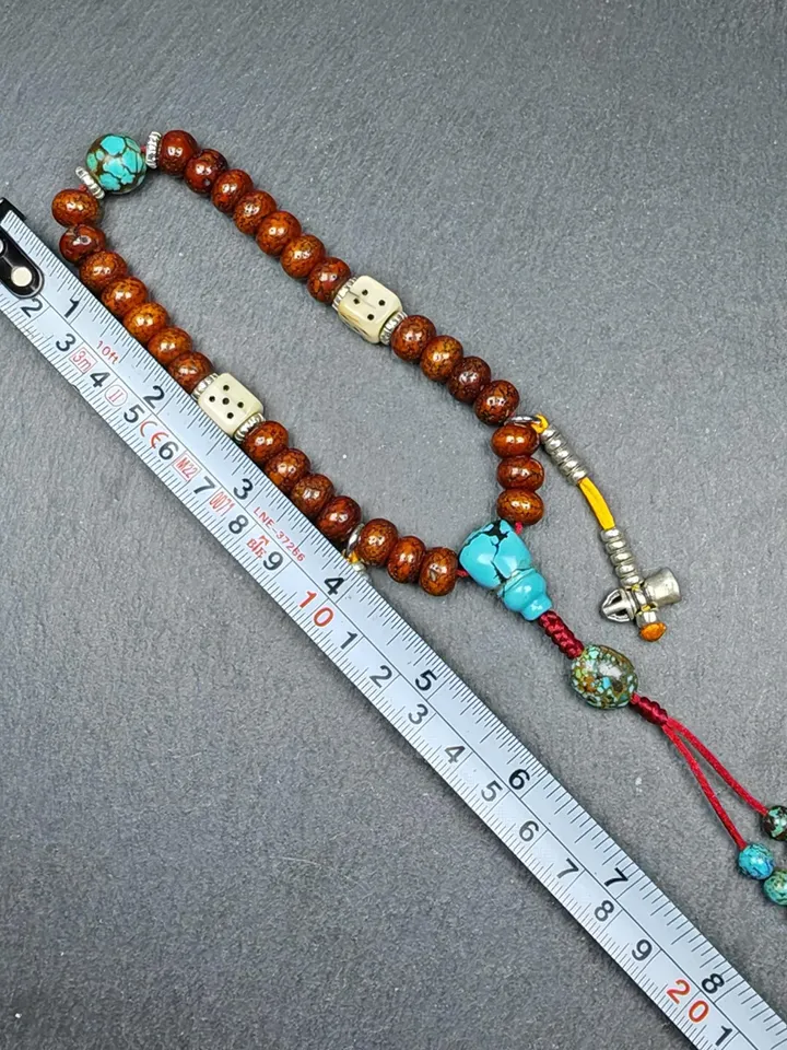 Gandhanra Authentic Tibetan Handhold Wrist Mala - 10mm Old Lotus Seed Beads Bracelet - Best Portable Buddhist Prayer Beads for Meditation