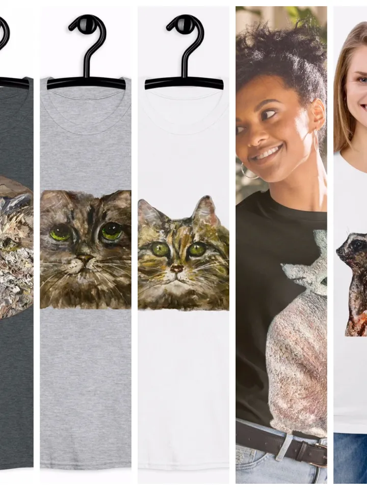 Persian Cat Short-Sleeve Unisex T-Shirt made with my original oil painting design,cat t shirts,cat lovers gifts.